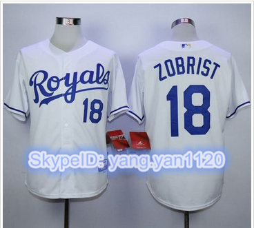 Kansas City Royals #18 Ben Zobrist White Cool Base Stitched MLB Jersey