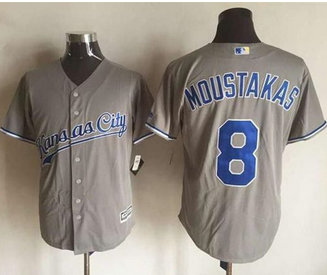 Kansas City Royals #8 Mike Moustakas New Grey Cool Base Stitched MLB Jersey