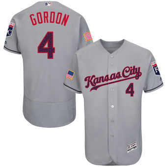 Kansas City Royals Alex Gordon Majestic Fashion Stars & Stripes FlexBase Player Jersey - Gray