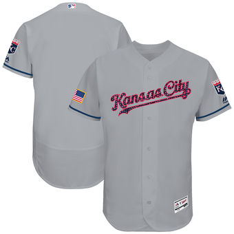 Kansas City Royals Majestic 2017 Stars & Stripes Authentic Collection FlexBase Team Jersey - Gray
