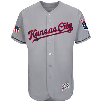 Kansas City Royals Majestic Fashion Stars & Stripes FlexBase Jersey - Gray