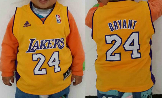 Kid Kobe Bryant Los Angeles Lakers #24 Yellow Jersey