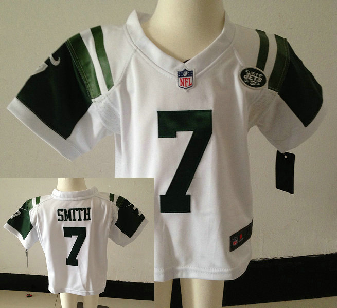 Kids Geno Smith New York Jets #7 White Stitched Nike Jersey