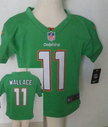 Kids Mike Wallace Miami Dolphins #11 Green Stitched Nike Jersey