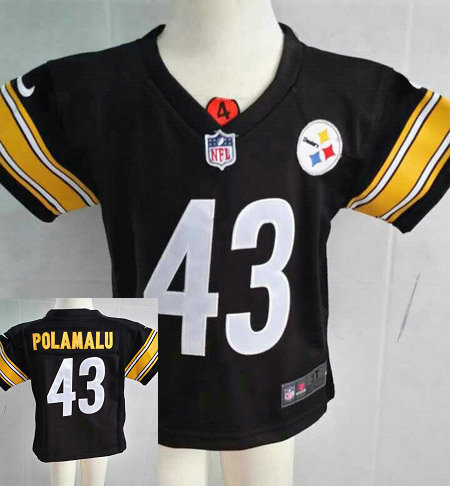 Kids Troy Polamalu Pittsburgh Steelers #43 Black Nike Jersey