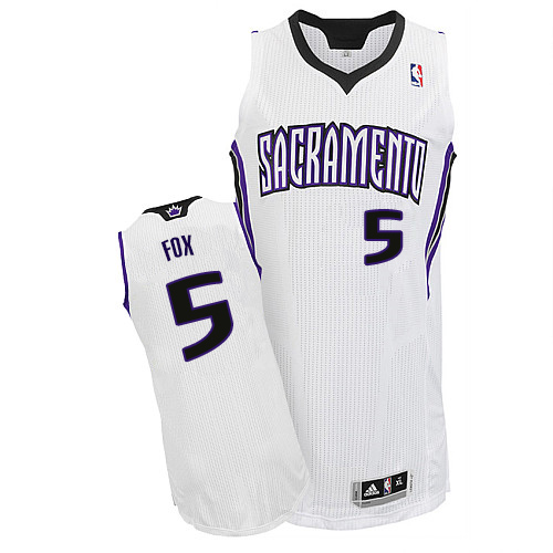 Kings #5 De'Aaron Fox White Home Stitched NBA Jersey