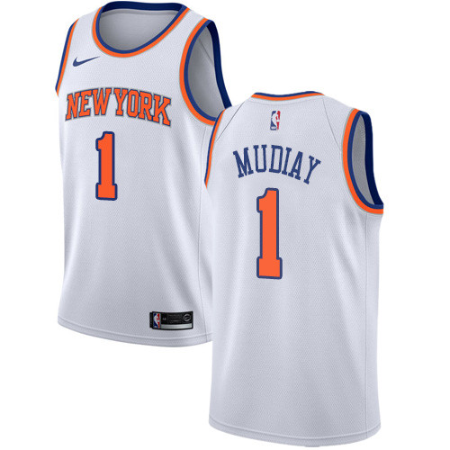 Knicks #1 Emmanuel Mudiay White Basketball Swingman Association Edition Jersey Knicks #1 Emmanuel Mudiay White Basketball Swingman Association Edition Jersey