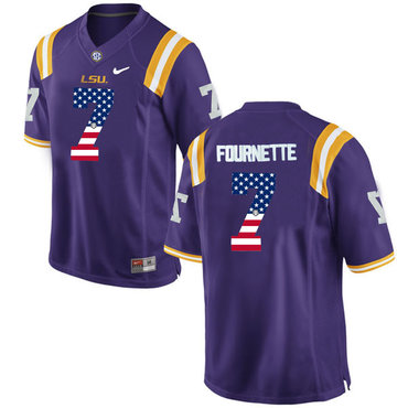 LSU Tigers 7 Leonard Fournette Purple USA Flag College Football Limited Jersey