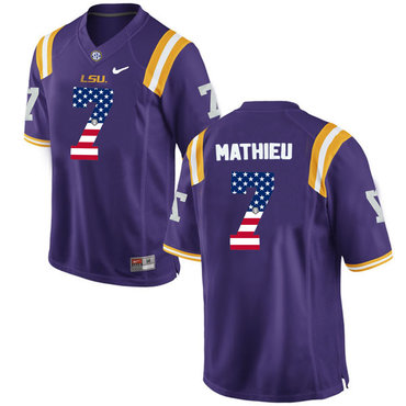 LSU Tigers 7 Tryann Mathieu Purple USA Flag College Football Limited Jersey LSU Tigers 7 Tryann Mathieu Purple USA Flag College Football Limited Jersey