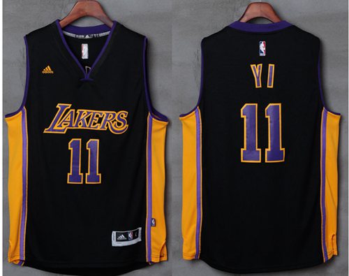 Lakers #11 Yi Jianlian Black(Purple NO.) Stitched NBA Jersey Lakers #11 Yi Jianlian Black(Purple NO.) Stitched NBA Jersey