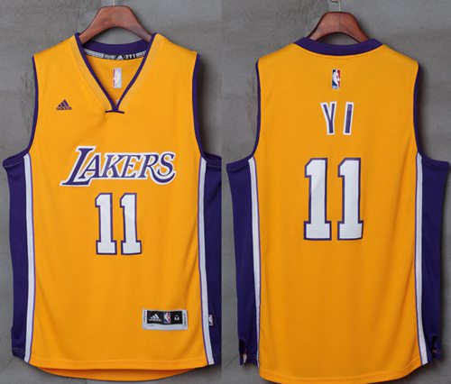 Lakers #11 Yi Jianlian Gold Stitched NBA Jersey Lakers #11 Yi Jianlian Gold Stitched NBA Jersey
