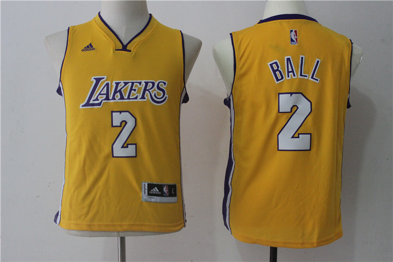 Lakers #2 Lonzo Ball Yellow Youth Swingman Jersey Lakers #2 Lonzo Ball Yellow Youth Swingman Jersey