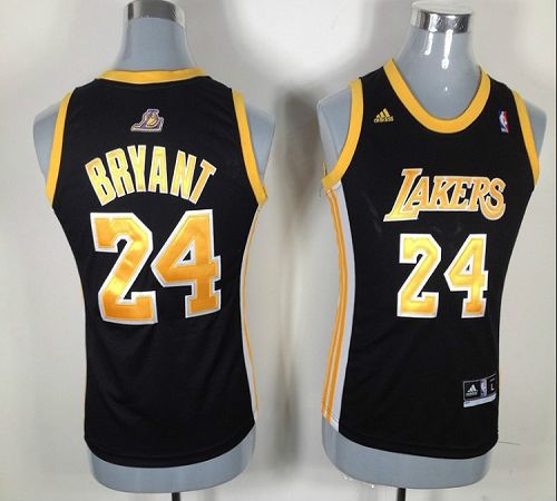 Lakers #24 Kobe Bryant Black With Gold NO. Women Fashion Stitched NBA Jersey