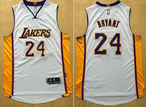 Lakers #24 Kobe Bryant White AU Stitched NBA Jersey