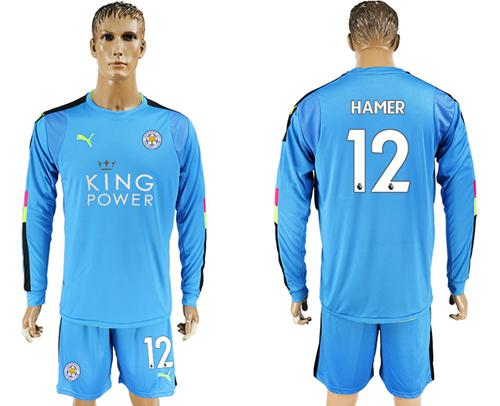 Leicester City #12 Hamer Light Blue Goalkeeper Long Sleeves Soccer Club Jersey Leicester City #12 Hamer Light Blue Goalkeeper Long Sleeves Soccer Club Jersey