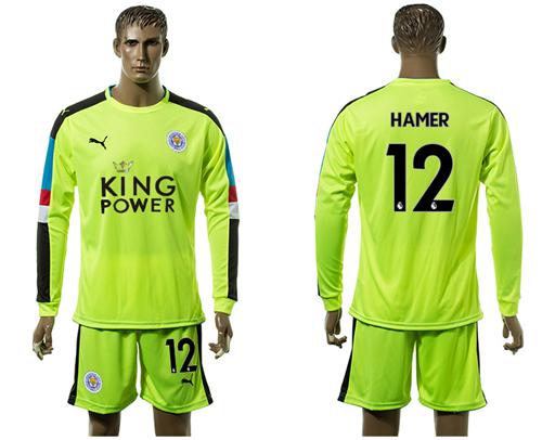 Leicester City #12 Hamer Shiny Green Goalkeeper Long Sleeves Soccer Club Jersey Leicester City #12 Hamer Shiny Green Goalkeeper Long Sleeves Soccer Club Jersey