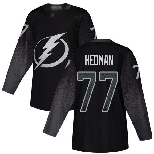 Lightning #77 Victor Hedman Black Alternate Authentic Stitched Hockey Jersey