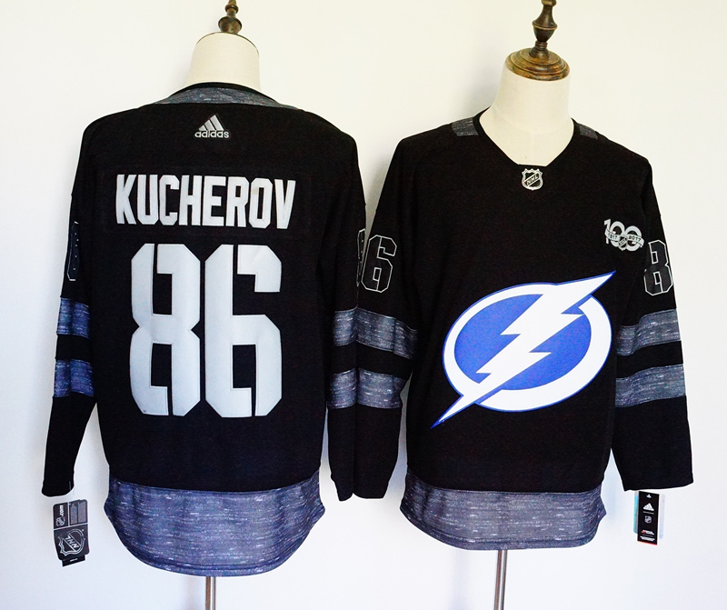 Lightning #86 Nikita Kucherov Black 1917-2017 100th Anniversary Adidas Jersey