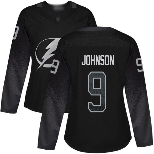 Lightning #9 Tyler Johnson Black Alternate Authentic Women's Stitched Hockey Jersey