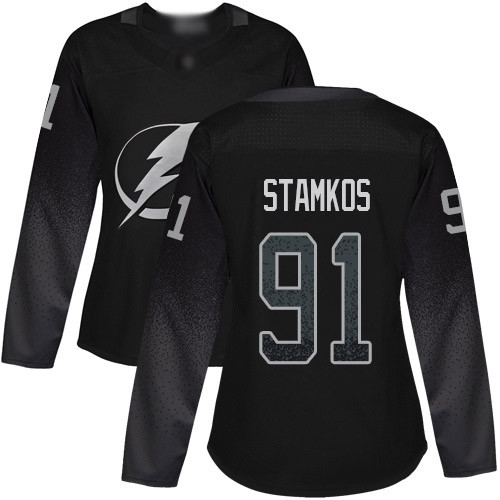 Lightning #91 Steven Stamkos Black Alternate Authentic Women's Stitched Hockey Jersey