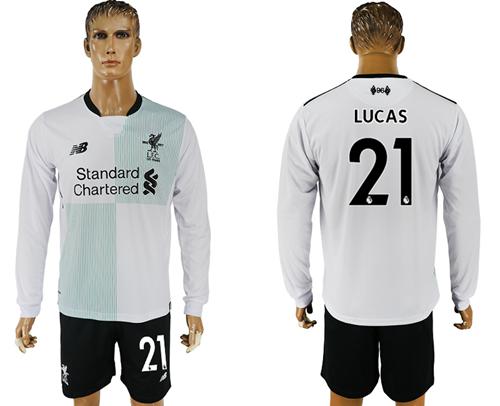 Liverpool #21 Lucas Away Long Sleeves Soccer Club Jersey Liverpool #21 Lucas Away Long Sleeves Soccer Club Jersey