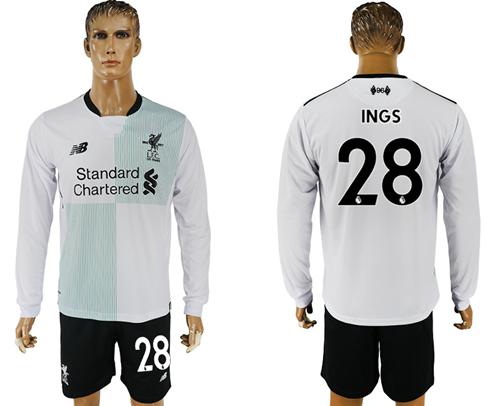 Liverpool #28 INGS Away Long Sleeves Soccer Club Jersey Liverpool #28 INGS Away Long Sleeves Soccer Club Jersey