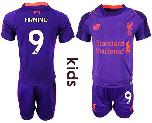 Liverpool #9 Firmino Away Kid Soccer Club Jersey