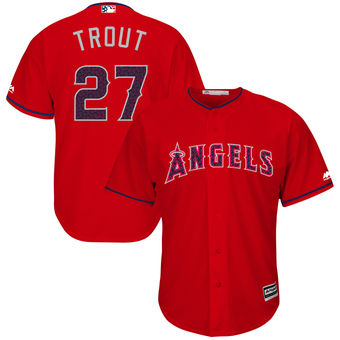 Los Angeles Angels Mike Trout of Anaheim Majestic Fashion Stars & Stripes Cool Base Player Jersey - Scarlet