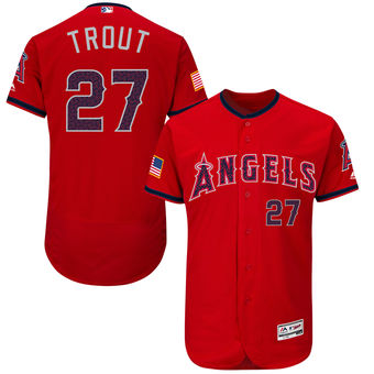 Los Angeles Angels Mike Trout of Anaheim Majestic Fashion Stars & Stripes FlexBase Player Jersey - Scarlet