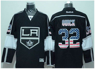 Los Angeles Kings #32 Jonathan Quick Black USA Flag Fashion Stitched NHL Jersey