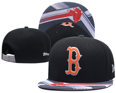 MLB Boston Red Sox Team Logo Black Snapback Adjustable Hat 6