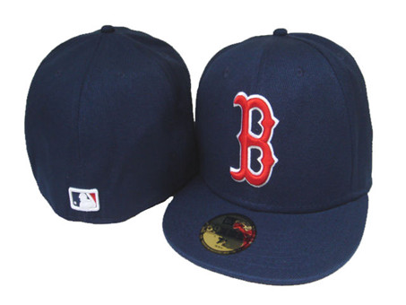 MLB Boston Red Sox Team Logo Navy Fitted Hat A05