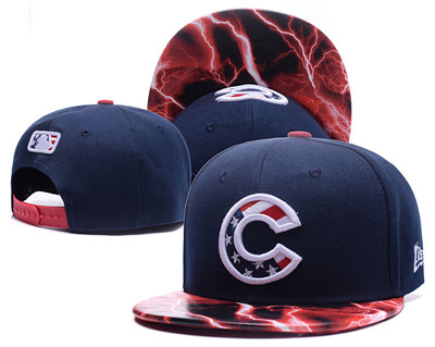MLB Chicago Cubs USA Flag Logo Navy Adjustable Hat LH