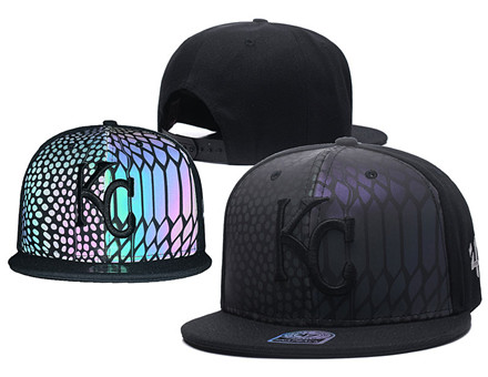 MLB Kansas City Royals Team Logo Black Reflective Adjustable Hat A12