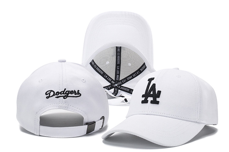 MLB Los Angeles Dodgers Team Logo Black Peaked Adjustable Hat 1