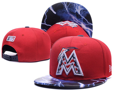 MLB Miami Marlins USA Flag Logo Red Adjustable Hat LH