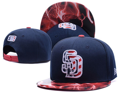 MLB San Diego Padres USA Flag Logo Navy Adjustable Hat LH
