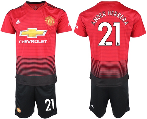 Manchester United #21 Ander Herrera Red Home Soccer Club Jersey