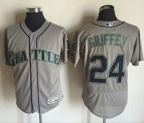 Mariners #24 Ken Griffey Grey Flexbase Authentic Collection Stitched MLB Jersey Mariners #24 Ken Griffey Grey Flexbase Authentic Collection Stitched MLB Jersey