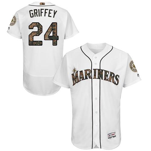 Mariners #24 Ken Griffey White Flexbase Authentic Collection 2016 Memorial Day Stitched MLB Jersey Mariners #24 Ken Griffey White Flexbase Authentic Collection 2016 Memorial Day Stitched MLB Jersey