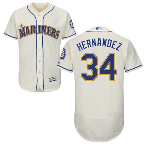 Mariners #34 Felix Hernandez Cream Flexbase Authentic Collection Stitched MLB Jersey Mariners #34 Felix Hernandez Cream Flexbase Authentic Collection Stitched MLB Jersey