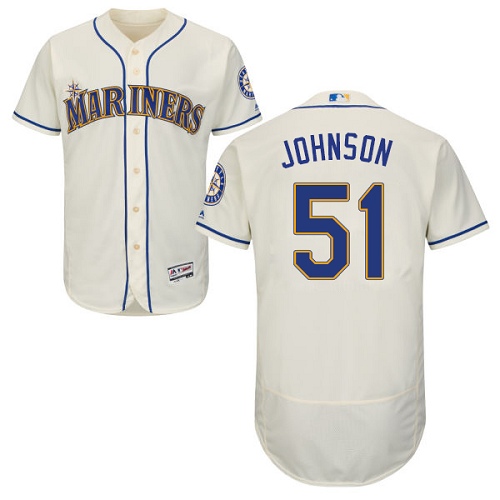 Mariners #51 Randy Johnson Cream Flexbase Authentic Collection Stitched MLB Jersey Mariners #51 Randy Johnson Cream Flexbase Authentic Collection Stitched MLB Jersey