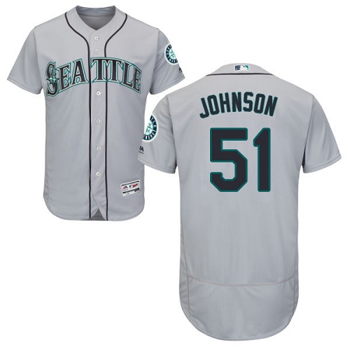 Mariners #51 Randy Johnson Grey Flexbase Authentic Collection Stitched MLB Jersey Mariners #51 Randy Johnson Grey Flexbase Authentic Collection Stitched MLB Jersey