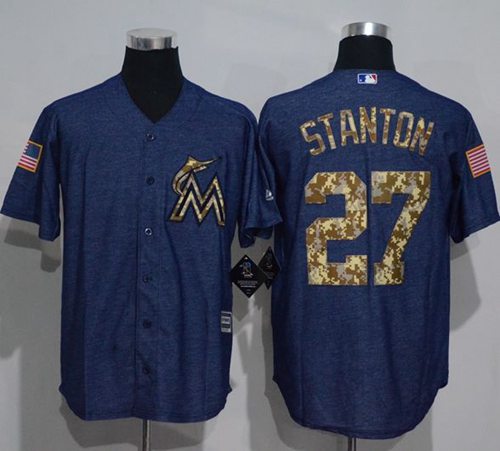 Marlins #27 Giancarlo Stanton Denim Blue Salute to Service Stitched MLB Jersey Marlins #27 Giancarlo Stanton Denim Blue Salute to Service Stitched MLB Jersey
