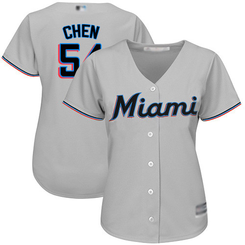 Marlins #54 Wei-Yin Chen Grey Road Women's Stitched Baseball Jersey Marlins #54 Wei-Yin Chen Grey Road Women's Stitched Baseball Jersey
