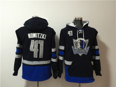 Mavericks #41 Dirk Nowitzki Black All Stitched Hooded Sweatshirt