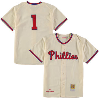 Men's 1948 Philadelphia Phillies Richie Ashburn Mitchell & Ness Cream Authentic Throwback Jersey Men's 1948 Philadelphia Phillies Richie Ashburn Mitchell & Ness Cream Authentic Throwback Jersey