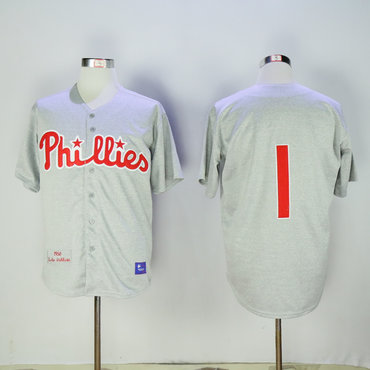 Men's 1948 Philadelphia Phillies Richie Ashburn Mitchell & Ness Gray Authentic Throwback Jersey Men's 1948 Philadelphia Phillies Richie Ashburn Mitchell & Ness Gray Authentic Throwback Jersey