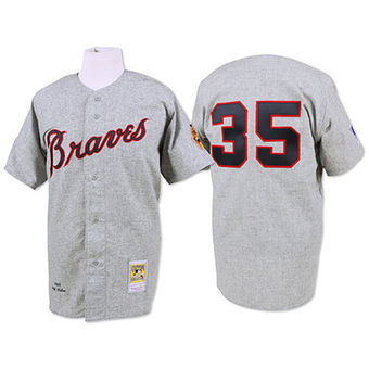 Men's 1969 Atlanta Braves Phil Niekro Mitchell & Ness Gray Authentic Throwback Jersey Men's 1969 Atlanta Braves Phil Niekro Mitchell & Ness Gray Authentic Throwback Jersey