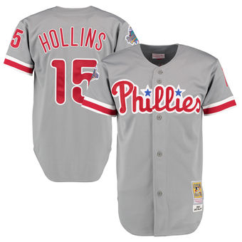 Men's 1993 Philadelphia Phillies Dave Hollins Mitchell & Ness Gray Authentic Throwback Jersey